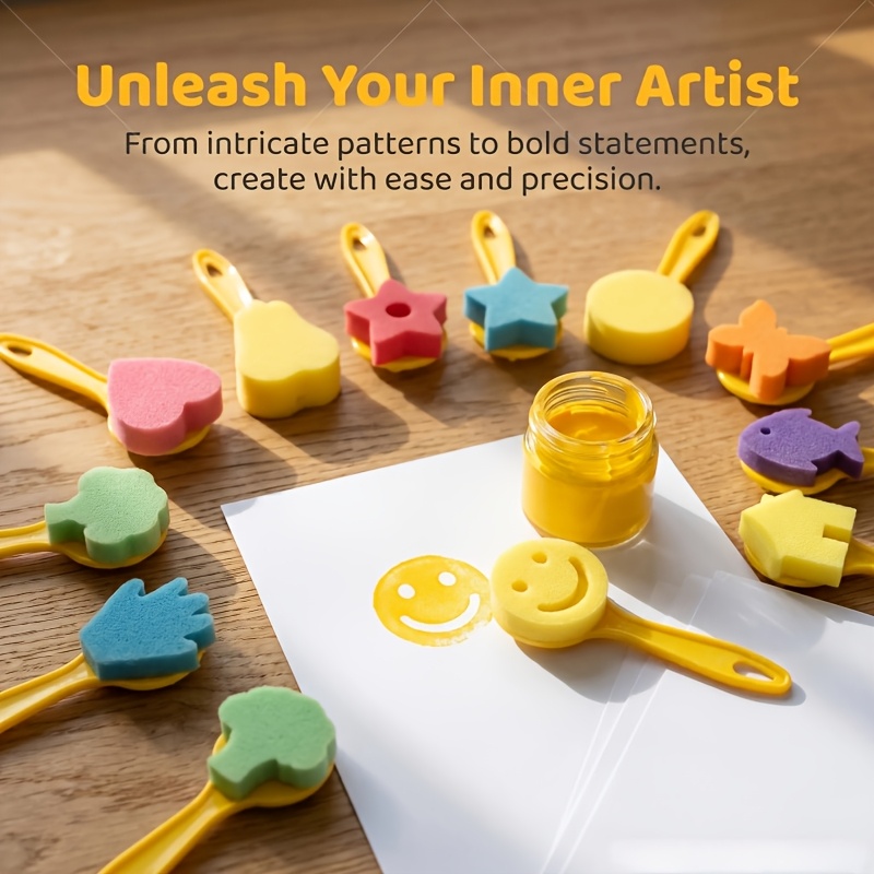 Art Craft Activities - 12 قطعة من فرش الإسفنج للرسم